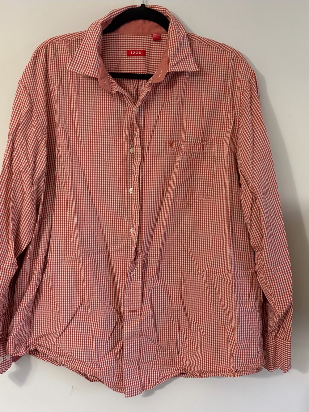 Izod orange and White Gingham Button-Down Shirt